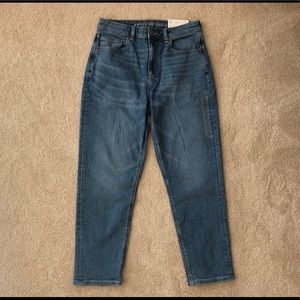 American Eagle Mom Jean Jeans Hi Rise Washed Blue Medium Wash Women Size 6 Short